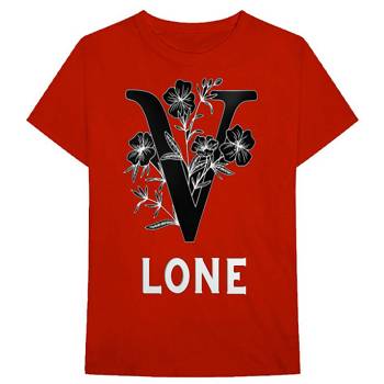Red Vlone Black Flowers Men's T Shirts | AU_N8766