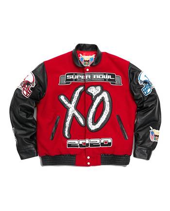 Red Vlone The Weeknd x Warren Lotas XO Super Bowl LV Men's Varsity Jacket | AU_YH1074