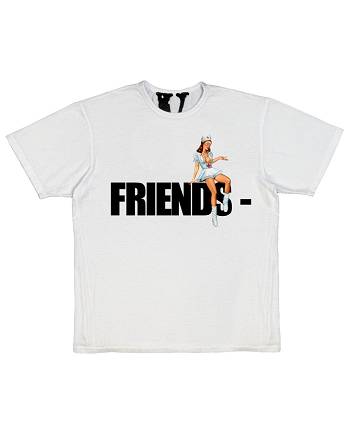 White Vlone FRIENDS Pin Up Hot Sale T Shirts | AU_O5217